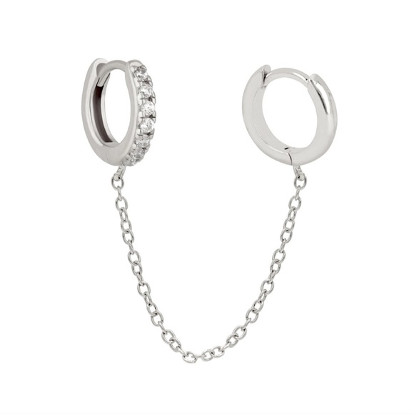 Cara’s Closet Jewelry - Sterling Silver Double Chain Huggie Earrings